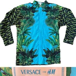 VERSACE  for H&M 2011 Collectible MIAMI Tropical Status Print SHIRT Medium EUC